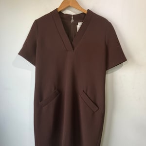 Vintage Oscar de la Renta Chocolate Brown Short Sleeve Dress