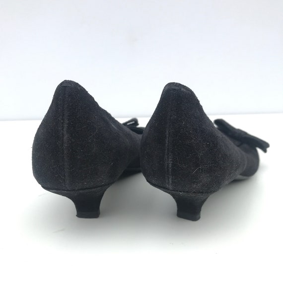 Vintage Prada Black Suede Kitten Heel Bow Detail … - image 5