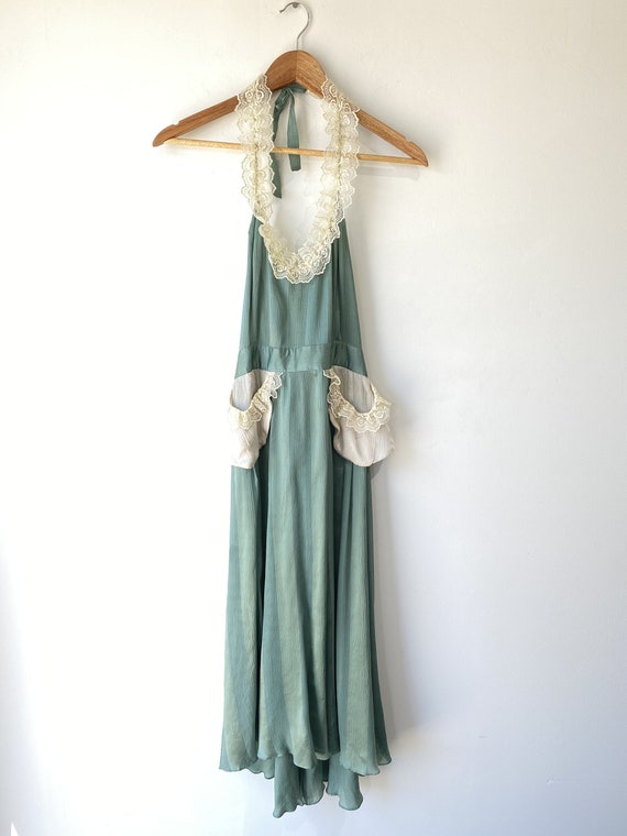 Jovovitch Hawk Green Silk Apron Dress