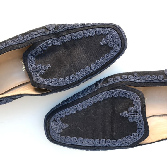 Navy Blue Embroidered Slip loafer flat | Etsy