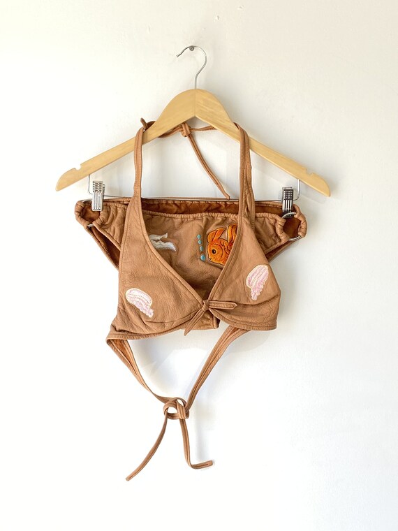 Vintage Embroidered Leather Bikini