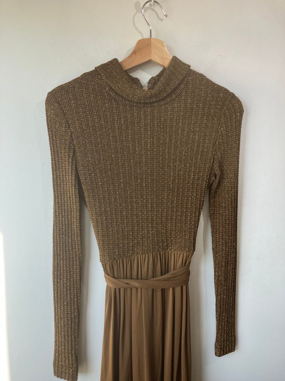 RODRIGUES c.1970's Bronze Metallic Knit Long Slee… - image 6