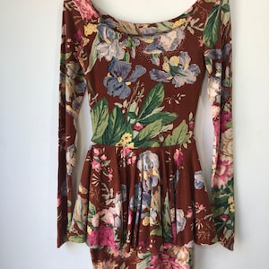 Vintage Betsey Johnson Punk Label Brown Floral Dress