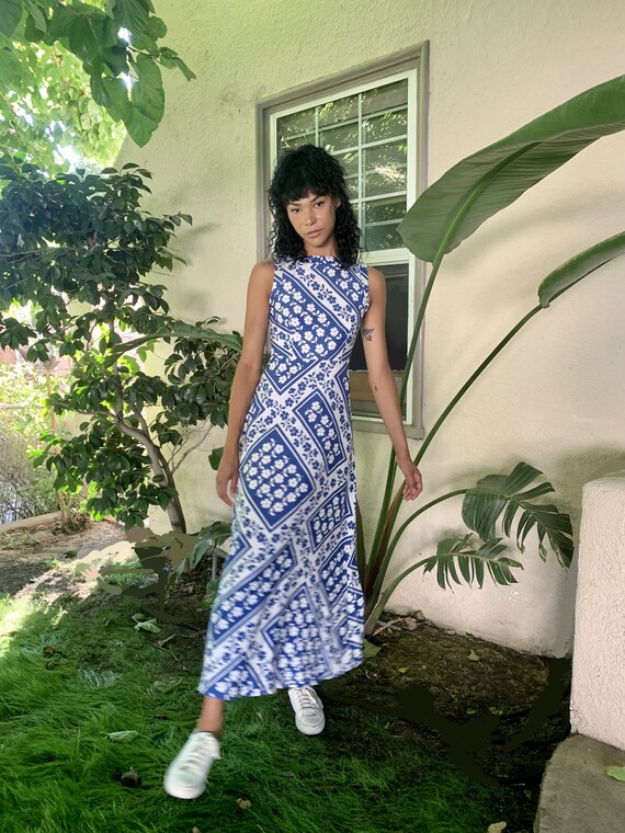 Vintage Malia Blue and White Floral Dress