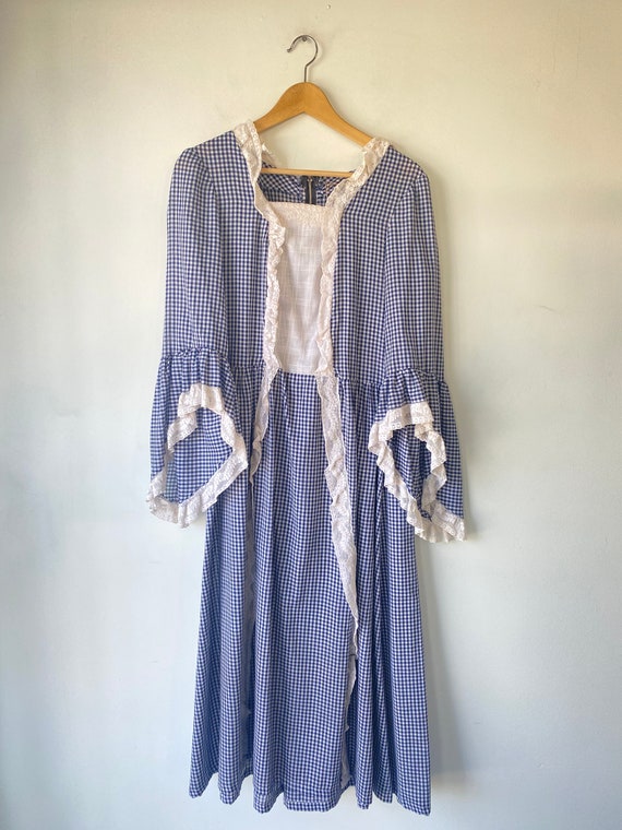 Vintage Blue Gingham Prairie Dress - image 1