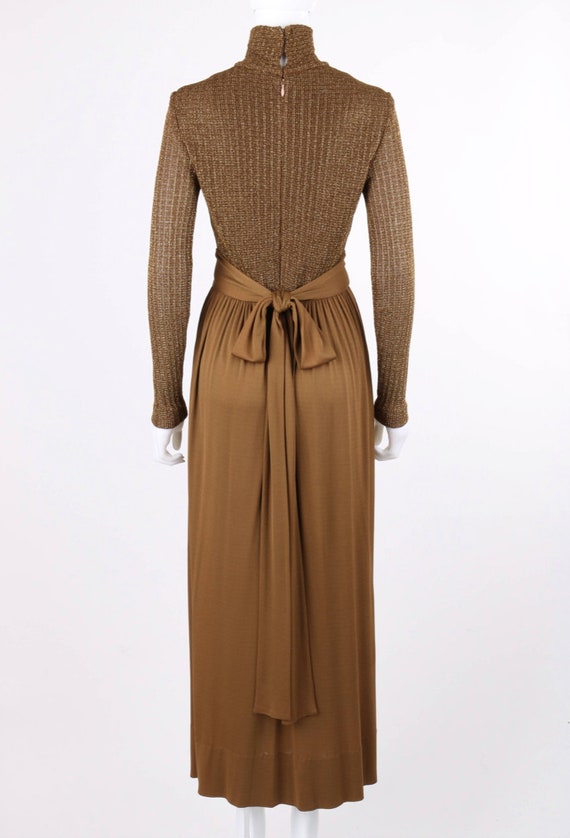 RODRIGUES c.1970's Bronze Metallic Knit Long Slee… - image 2