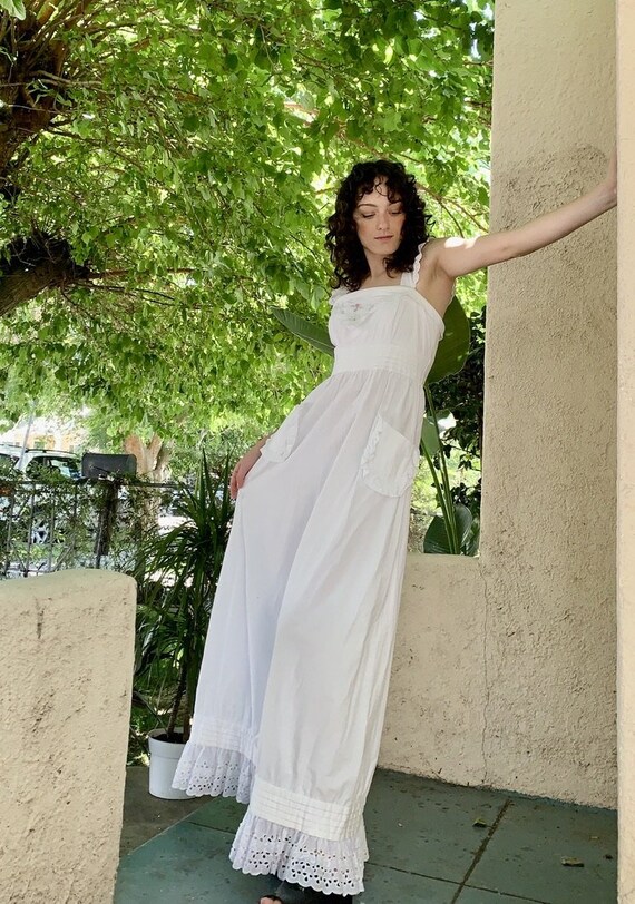 Vintage Prairie Maxi Dress with Handkerchief Embro