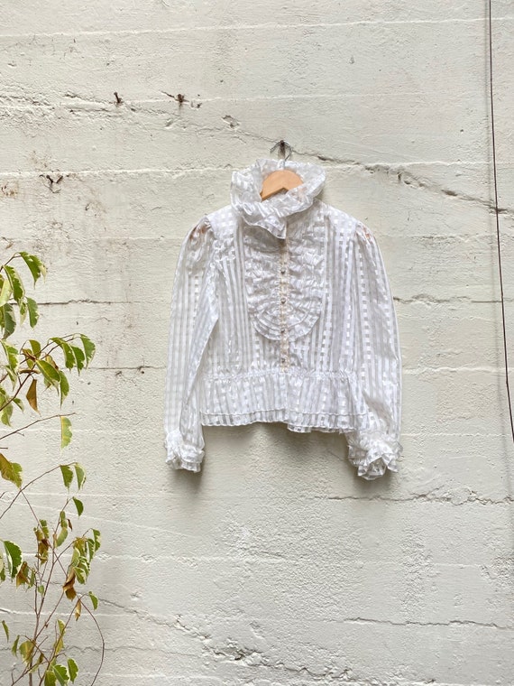 Vintage White Ruffle Blouse