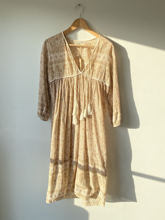 Vintage Cowchilla Village Indian Block Print Dress