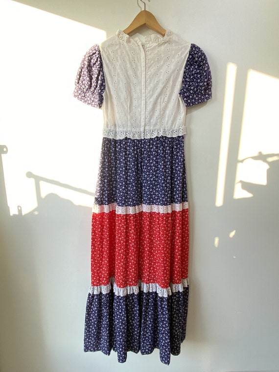 Vintage Vicky Vaughn Red White Blue Prairie Dress - image 4