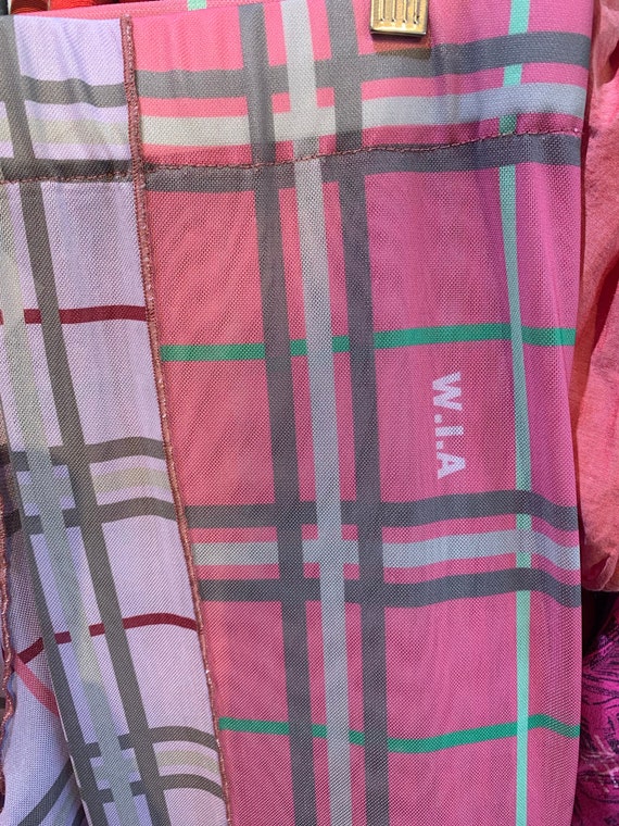 W.I.A. Pink Plaid Mesh Leggings - image 3