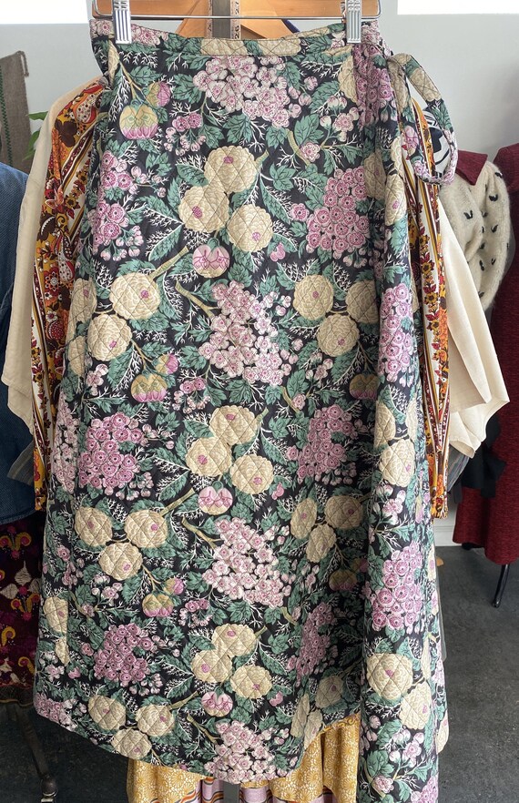 I. Magnin Quilted Floral Wrap Skirt