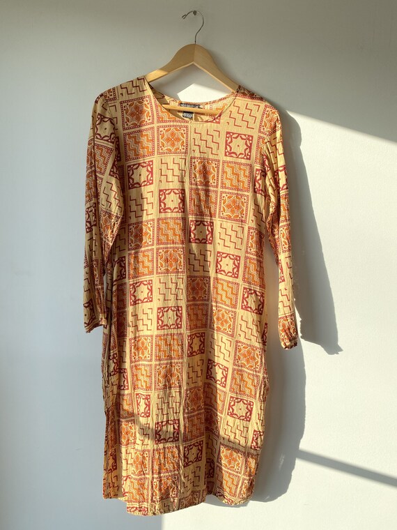 Vintage J. Peterman Block Print Dress