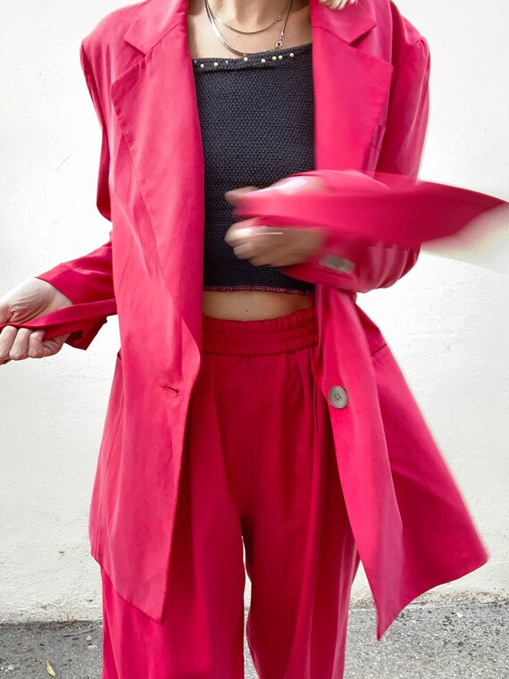 Vintage Red Silk Pant Suit