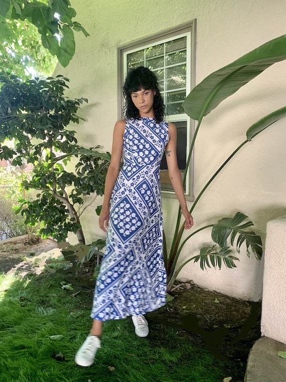 Vintage Malia Blue and White Floral Dress