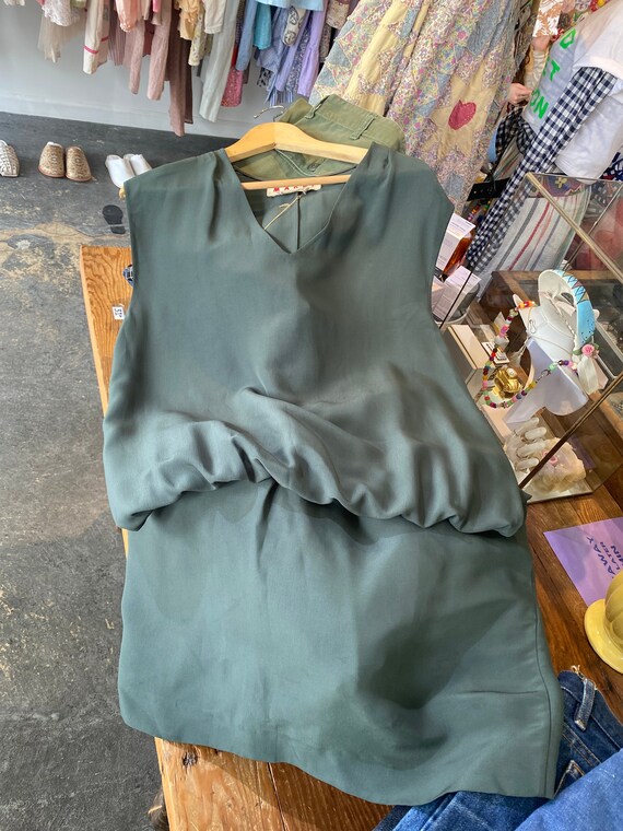 marni green dress MARNI Size 6 Black Green Viscose Abstract floral 3/4 Sleeves Dress main image 1