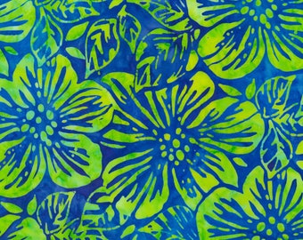 Floral Pacific Batik Blue And Green Floral Batik Pacific Island Batik