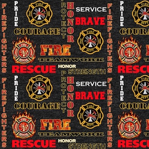 Firefighters Cotton Fabric - 44&quot; Wide Sold By half yard