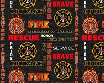 Firefighters Cotton Fabric - 44" Wide Sold By half yard