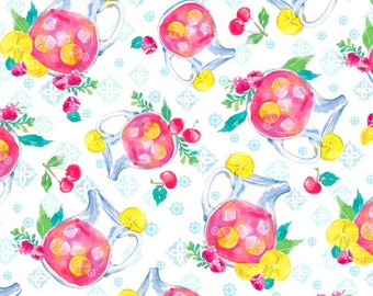 1/2 yard Sweet and Juicy Pink Lemonade Toss Pink Lemonade Pitchers Quilting Fabric, Sewing Fabric by the Yard,