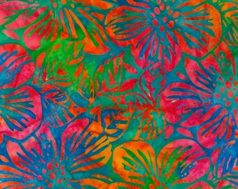 1/2 Yard Bright Hawaiian Batik Flowers Quilt Fabric By The Yard