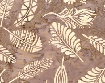 1/2 Yard Tan Feathers Batik Fabric Sandy Isle Bali Batik Quilt Fabric By The Yard