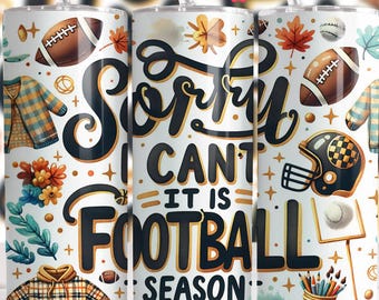 Nahtlos Tut mir leid, ich kann nicht, es ist Football Saison Tumbler Wrap, lustige Fußball Mutter 20Oz Skinny Sublimation PNG, Trendy Retro Checker Helm PNG