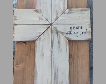 Rustic Wooden Cross Wall Art | Farmhouse Christian Decor