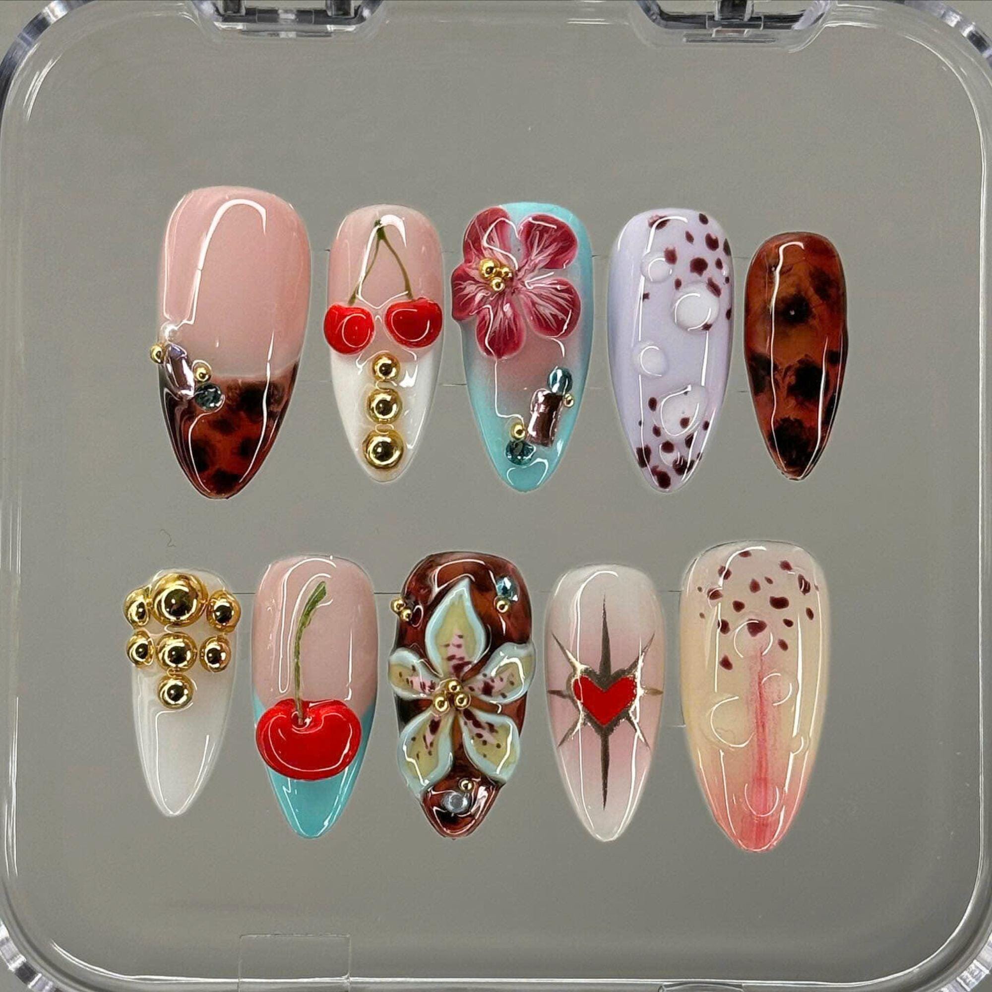 Encapsulated Autumn Elements Nails