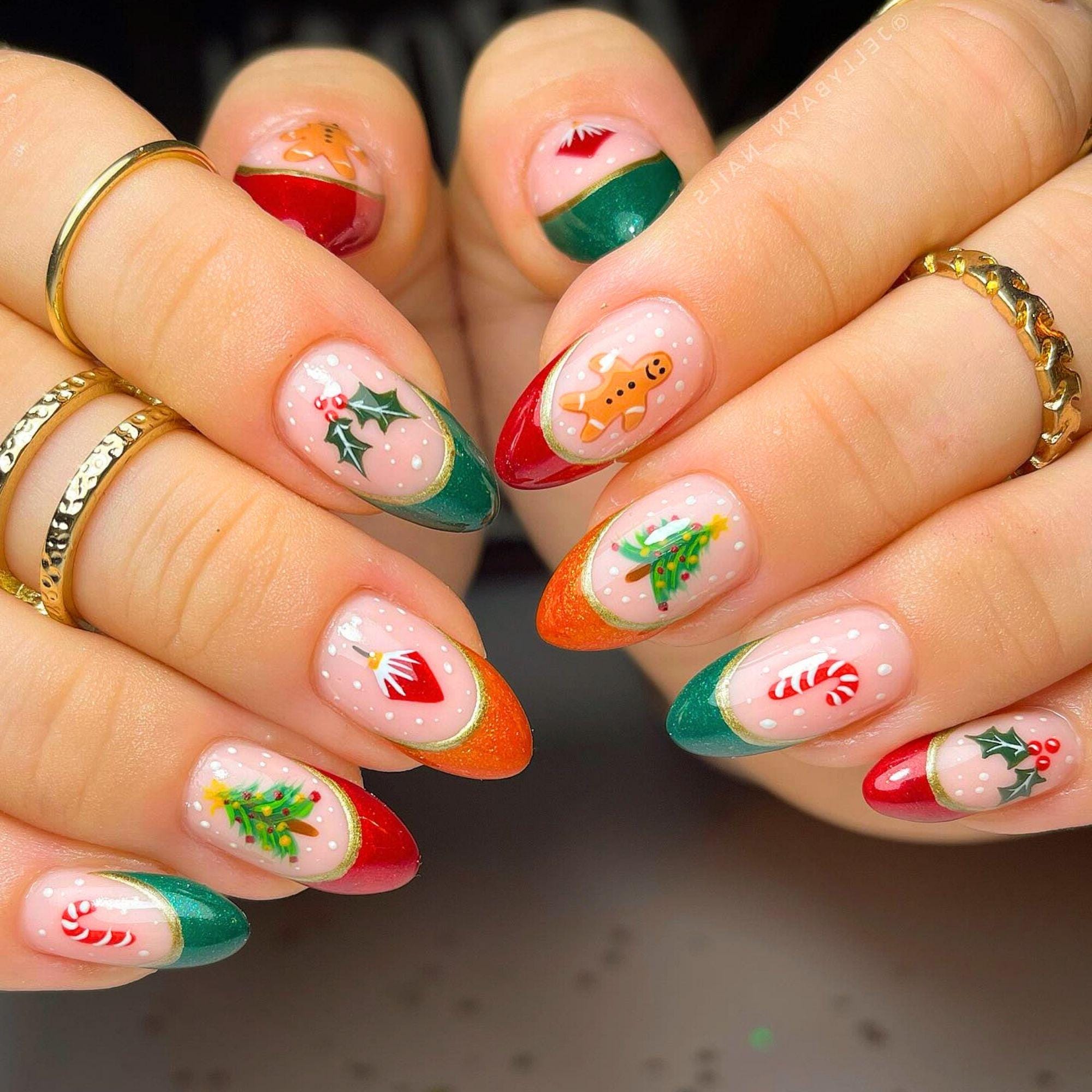Miniature Christmas Press on Nails, Custom Christmas Short Nails
