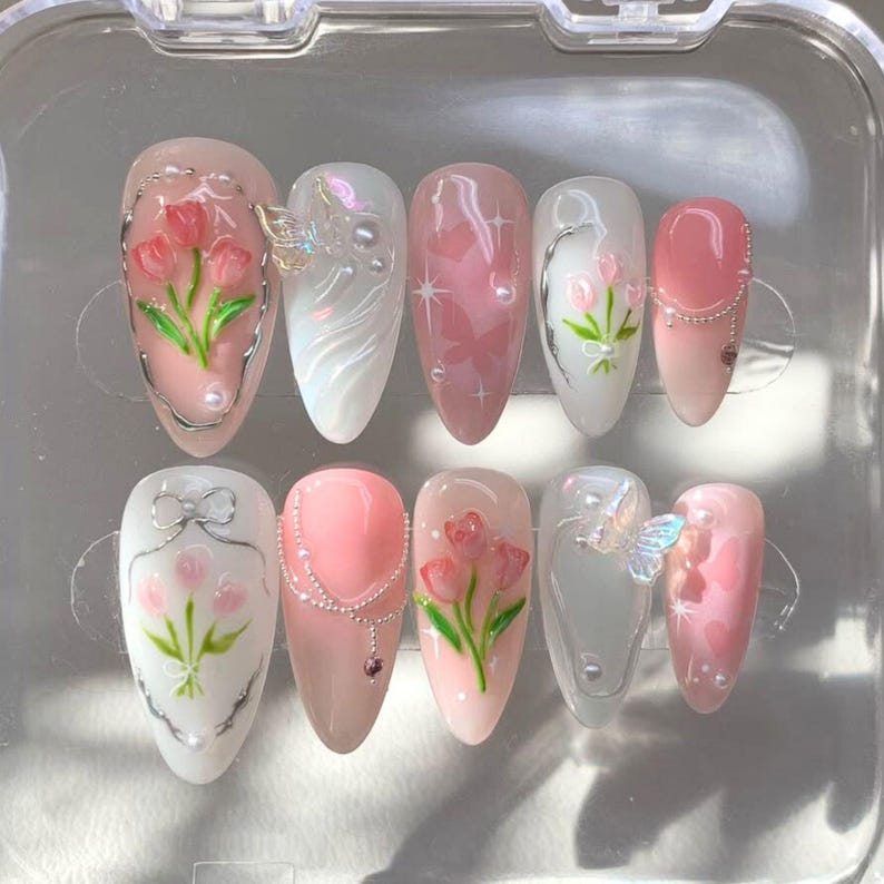 Press on nails, Custom nails, Nail Art, Square nails, Trendy Nails, Almond Nails, Acrylic nails, punk style nail, y2k style Nails, Gift For Her, Gifts, Gift For Mom, Gift For Sister
