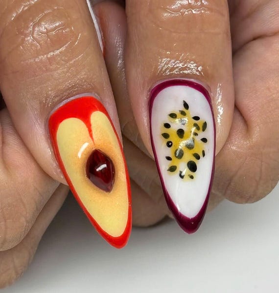 Fresh Fruit Garden Fake Nails for Summer Lover, Brilliant Summer
