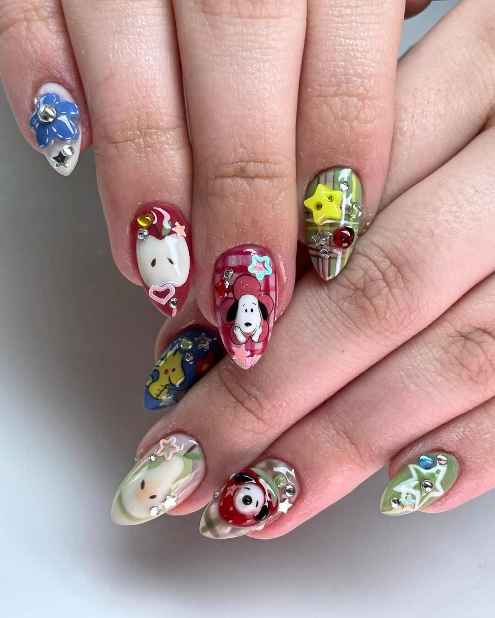 Unique Colorful Press on Nails, Custom Nails Art, Fantasy Almond