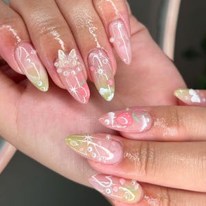 3D Strawberry Nails, Nails Press On, Popular Nails, Y2K Nails, Custom Nails, Birthday Nails, Holiday Nails, Hand-painted Nails, Gift Nails