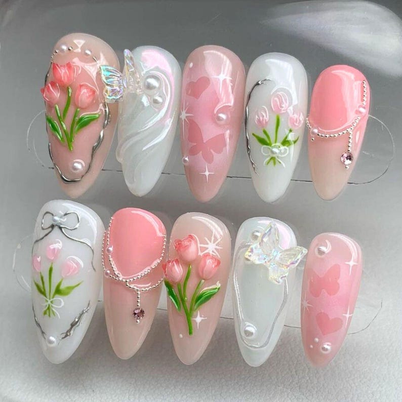 Press on nails, Custom nails, Nail Art, Square nails, Trendy Nails, Almond Nails, Acrylic nails, punk style nail, y2k style Nails, Gift For Her, Gifts, Gift For Mom, Gift For Sister