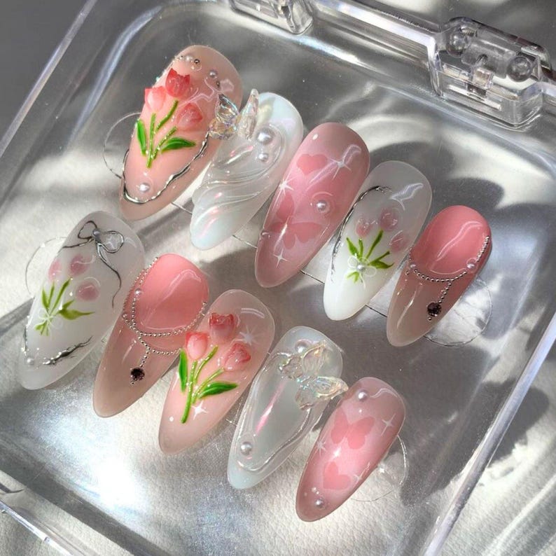 Press on nails, Custom nails, Nail Art, Square nails, Trendy Nails, Almond Nails, Acrylic nails, punk style nail, y2k style Nails, Gift For Her, Gifts, Gift For Mom, Gift For Sister