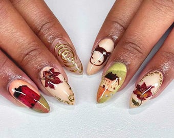 Unique Yoshitomo Nara Press on Nails, Handmade Japanese Fake Nail