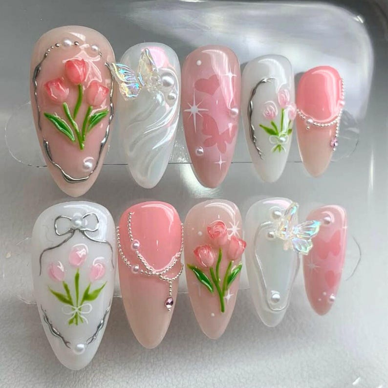 Press on nails, Custom nails, Nail Art, Square nails, Trendy Nails, Almond Nails, Acrylic nails, punk style nail, y2k style Nails, Gift For Her, Gifts, Gift For Mom, Gift For Sister