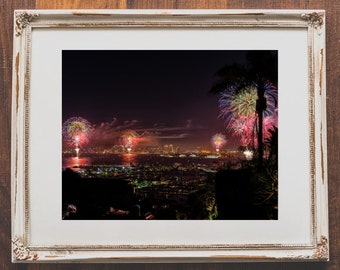 Fourth of July wall art - Fireworks photography print - Independence Day home decor - San Diego fireworks photo for wall decor - Holiday art