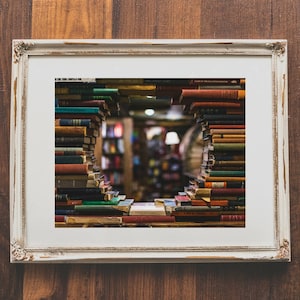 Photo print gift for book lovers - Photo of books for home decor - Bookstore wall art for library - Book photography wall print for office