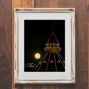 Moon photography for home decor - Hotel del Coronado wall art - Night photo wall print - Full moon wall decor - San Diego decor for office