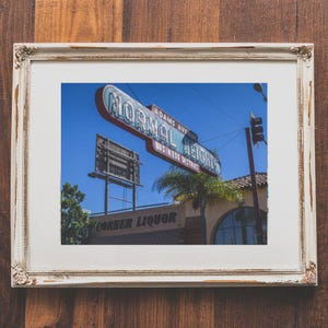 Normal Heights neon sign in daylight - San Diego neighborhood signs - Photo of Normal Heights San Diego sign - San Diego neighborhood decor