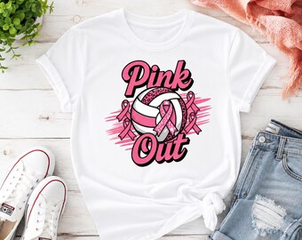 Pink Out Volleyball Shirt, Breast Cancer Awareness T-Shirt, Team Game Day Tee