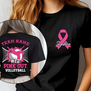 Custom Pink Out Volleyball T-Shirt, Personalized School Spirit Tee, Team Name Shirt Gift
