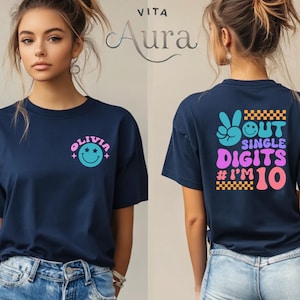 Custom 10th Birthday Shirt, Peace Single Digits I&#39;m 10 Shirt, Personalized Name Tenth Birthday Shirt , Kids Birthday Shirt, Ten Birthday Tee