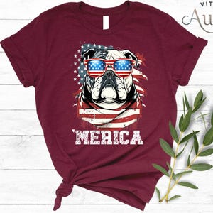 Patriotic Bulldog Shirt, 4th of July Dog Shirt, American Flag Bulldog T-Shirt, USA Independence Day Graphic Shirt, Cool Dog Lover Gift