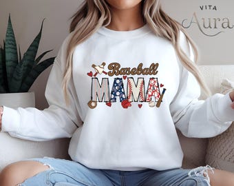 Baseball Mama Sweatshirt, Sports Mom Graphic Hoodie