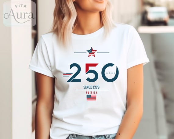 America 250 Shirt, Since 1776 Graphic Tee, Minimal Patriotic Design, USA Anniversary T-Shirt