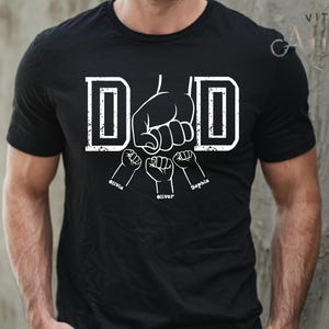 Personalized Fist Bump Dad Shirt, Dad T-Shirt With Kids Names, Custom Fist Bump Dad Shirt, Father&#39;s Day Gift, New Dad Shirt, New Dad Gift