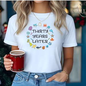 Personalized Birthday Shirt With Sea Animal Stickers, Custom Birthday Tee, Thirty Years Later Shirt, 30th Birthday Gift, Funny Birthday Gift